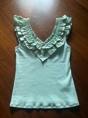 Express Mint  Green Ruffle Tank Top Size XS
